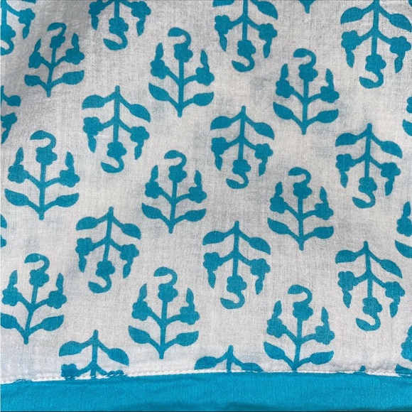 Madison Mathews Pillow Covers Set Of 2 Turquoise White Hand Block Print 12x12 - Picture 2 of 11